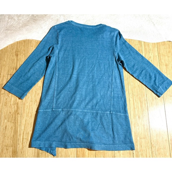 Poetry Pocket Tunic Shirt Womens Size 4 Hemp Organic Cotton 3/4 Sleeves Blue‎ - Picture 3 of 4